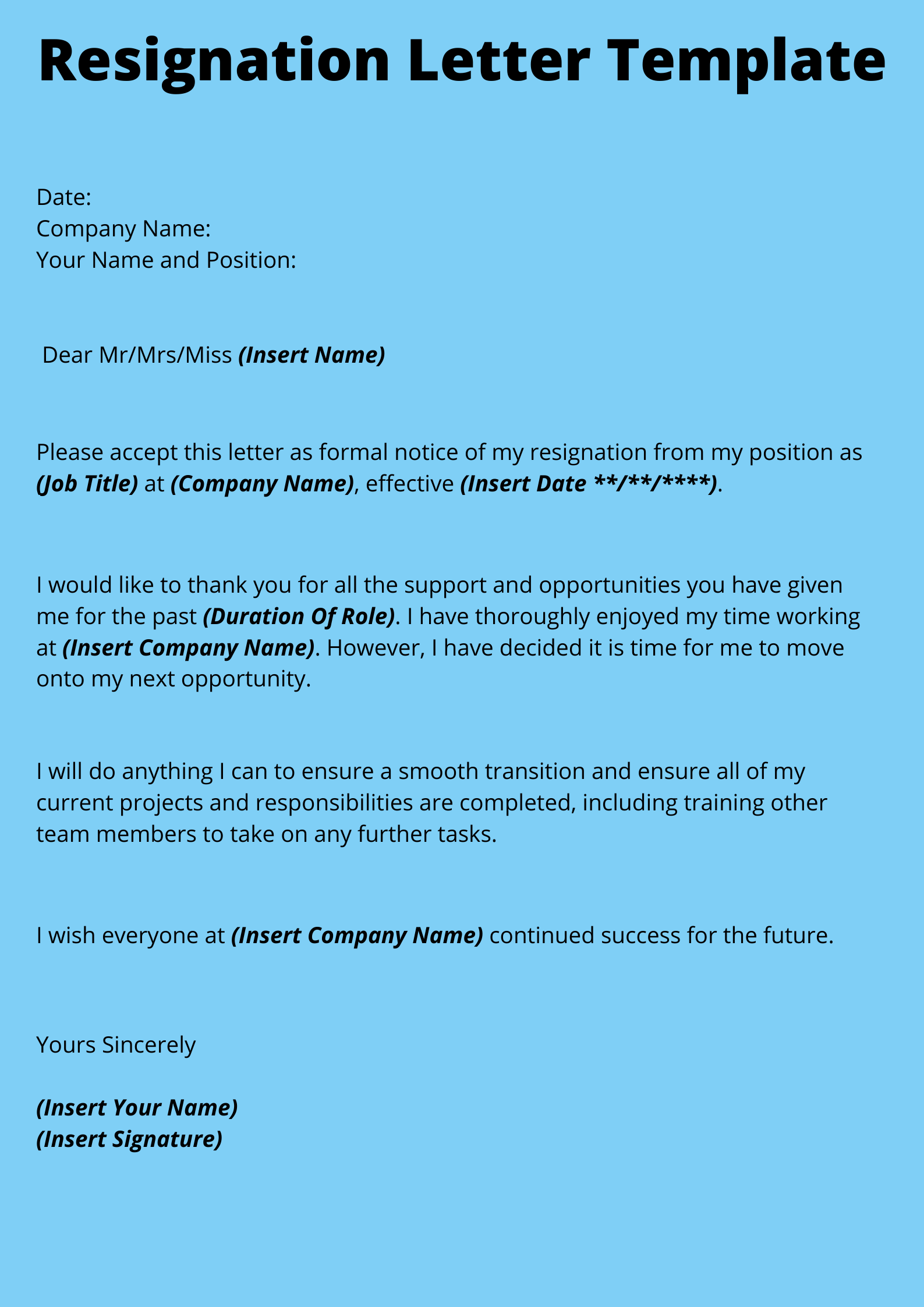Month Notice Resignation Letter Template