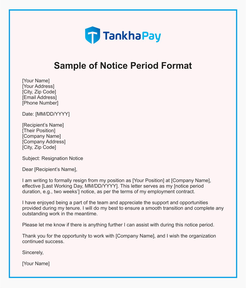 Month Notice Resignation Letter Template