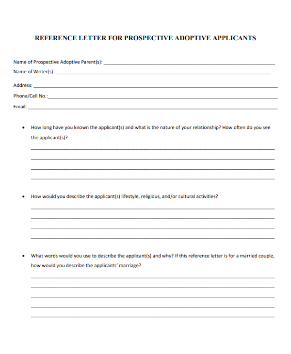 Adoption Recommendation Letter Template