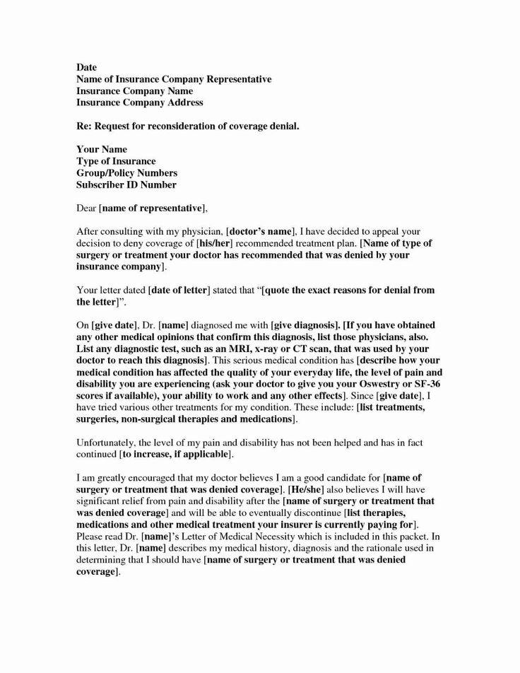 Appeal Letter Template for Insurance Denial