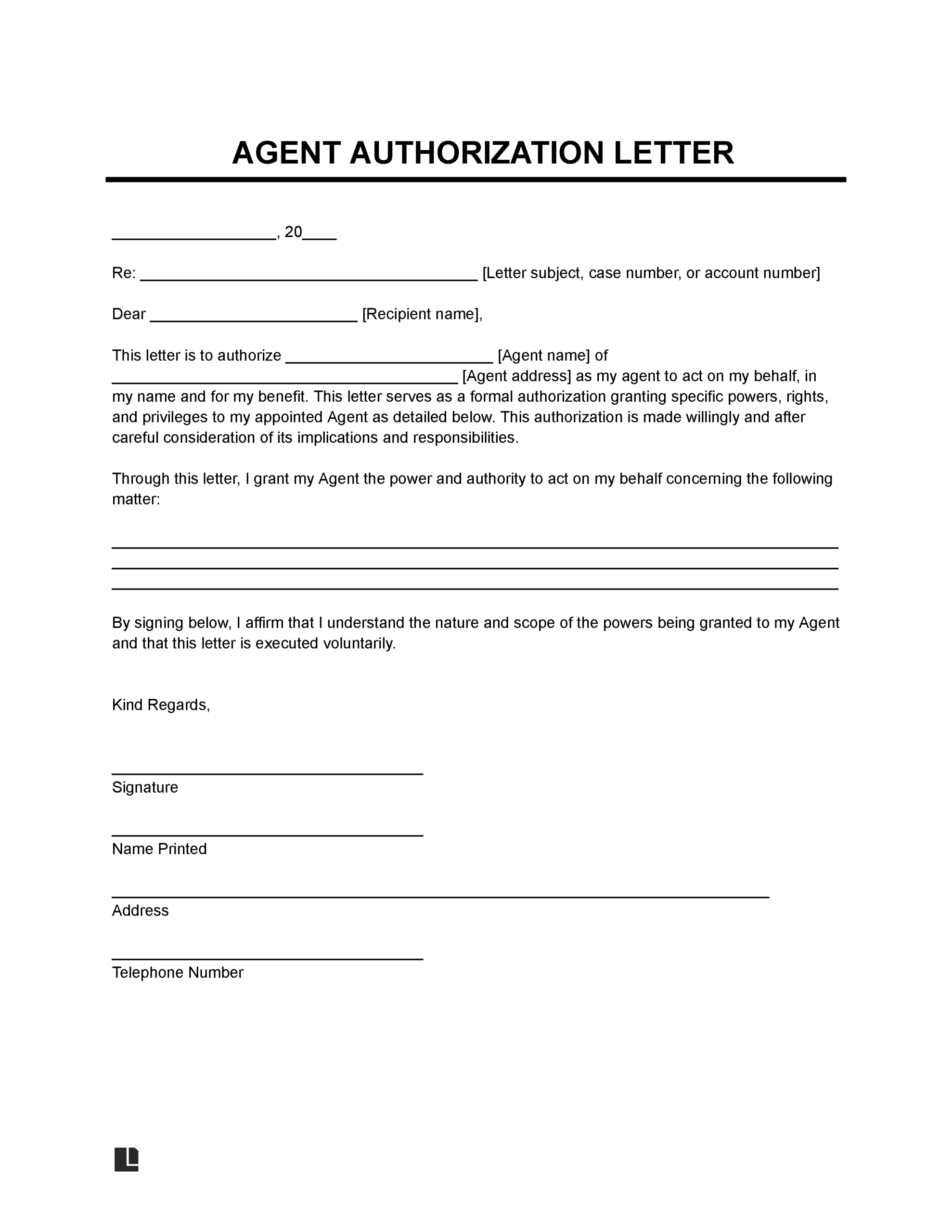 Bank Letter of Authorization Template