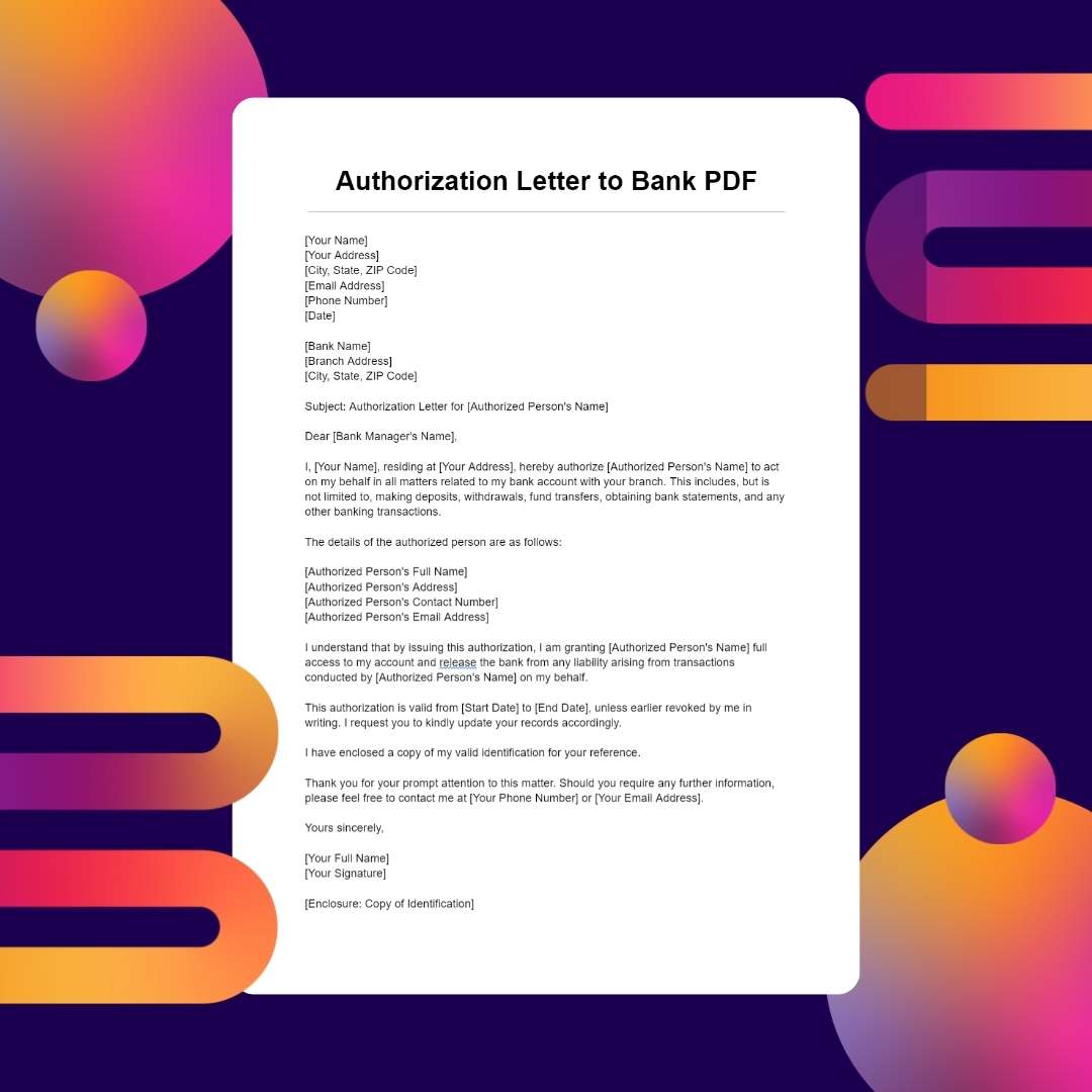 Bank Letter of Authorization Template