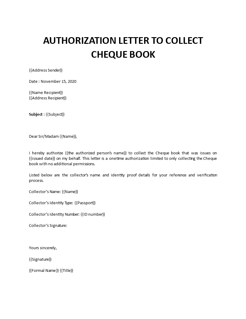 Bank Letter of Authorization Template