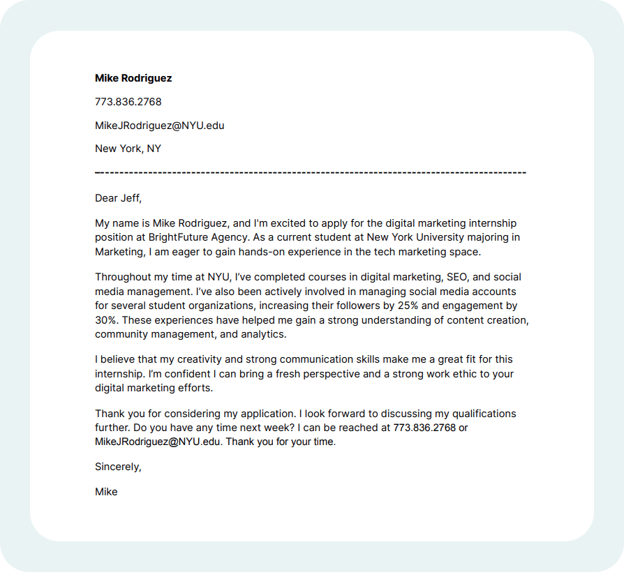 First Job Cover Letter Template
