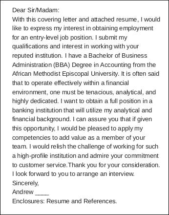 First Job Cover Letter Template