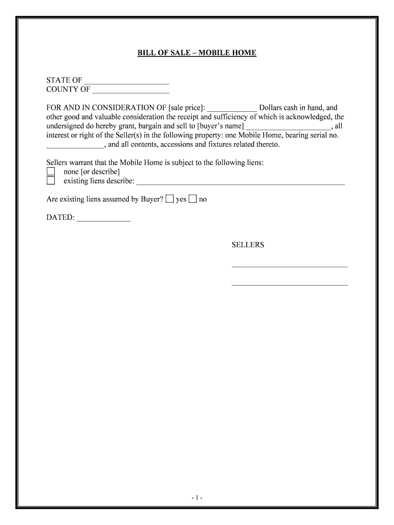 General Bill of Sale Form