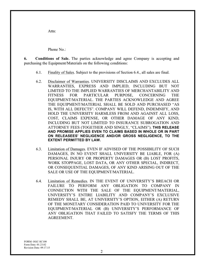 General Bill of Sale Form