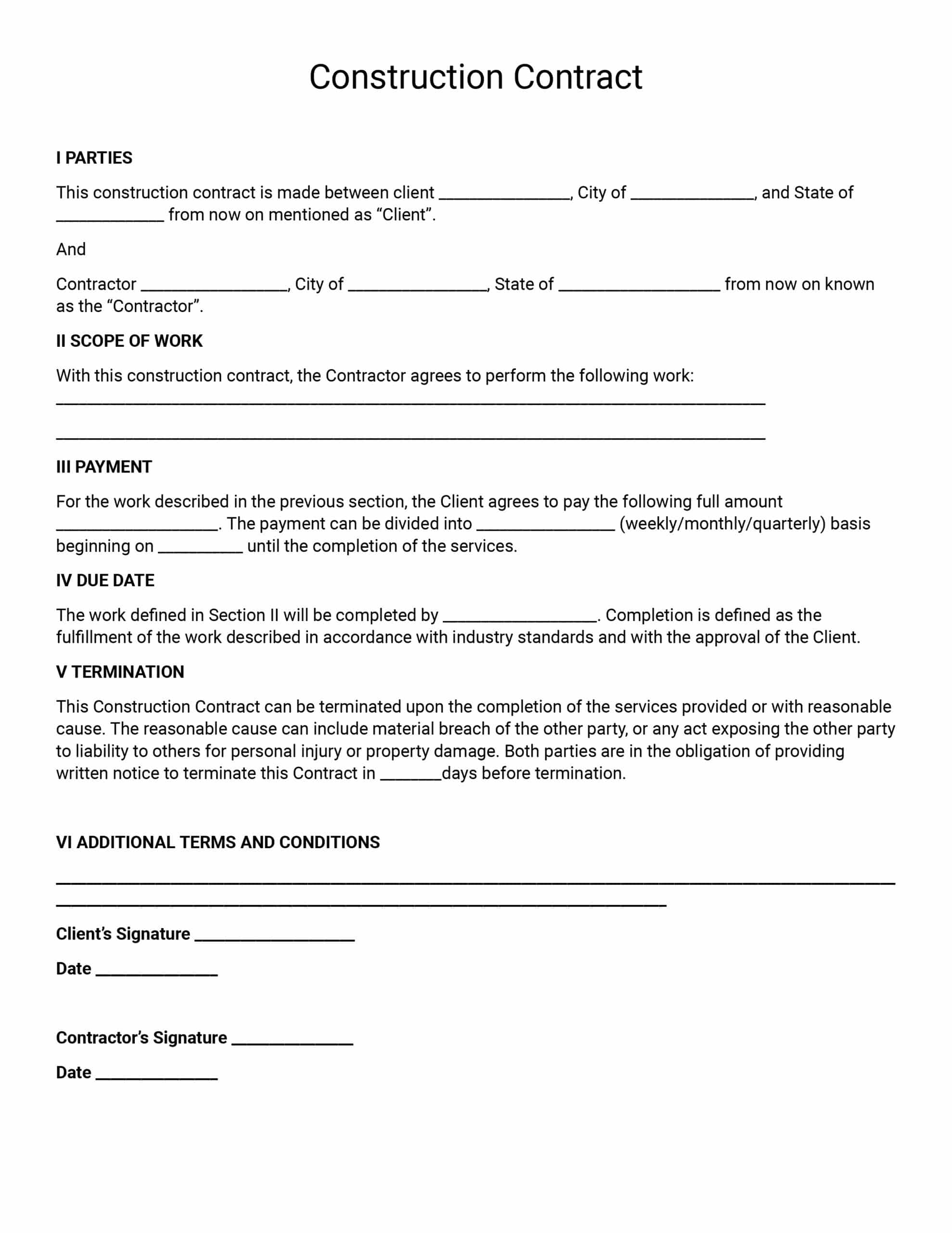General Contractor Agreement Template