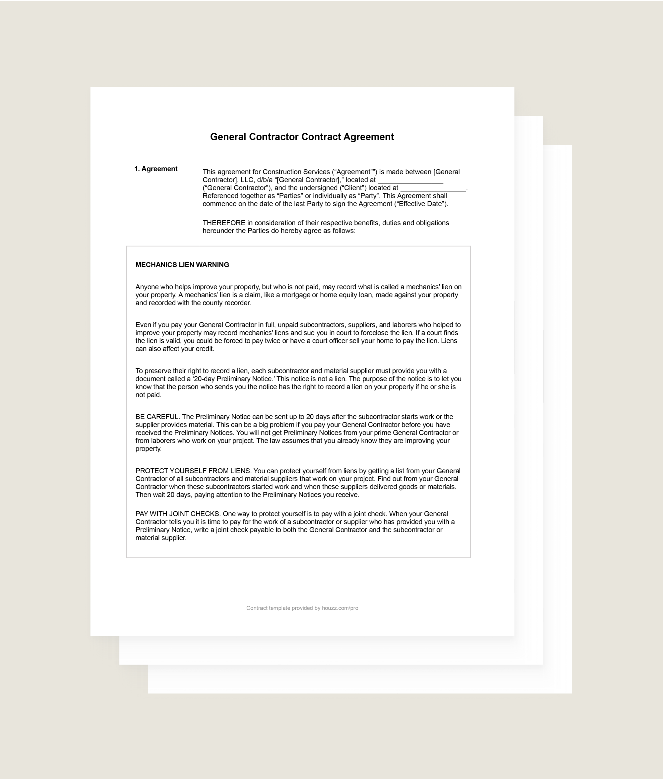 General Contractor Agreement Template