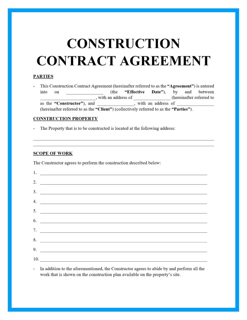 General Contractor Agreement Template