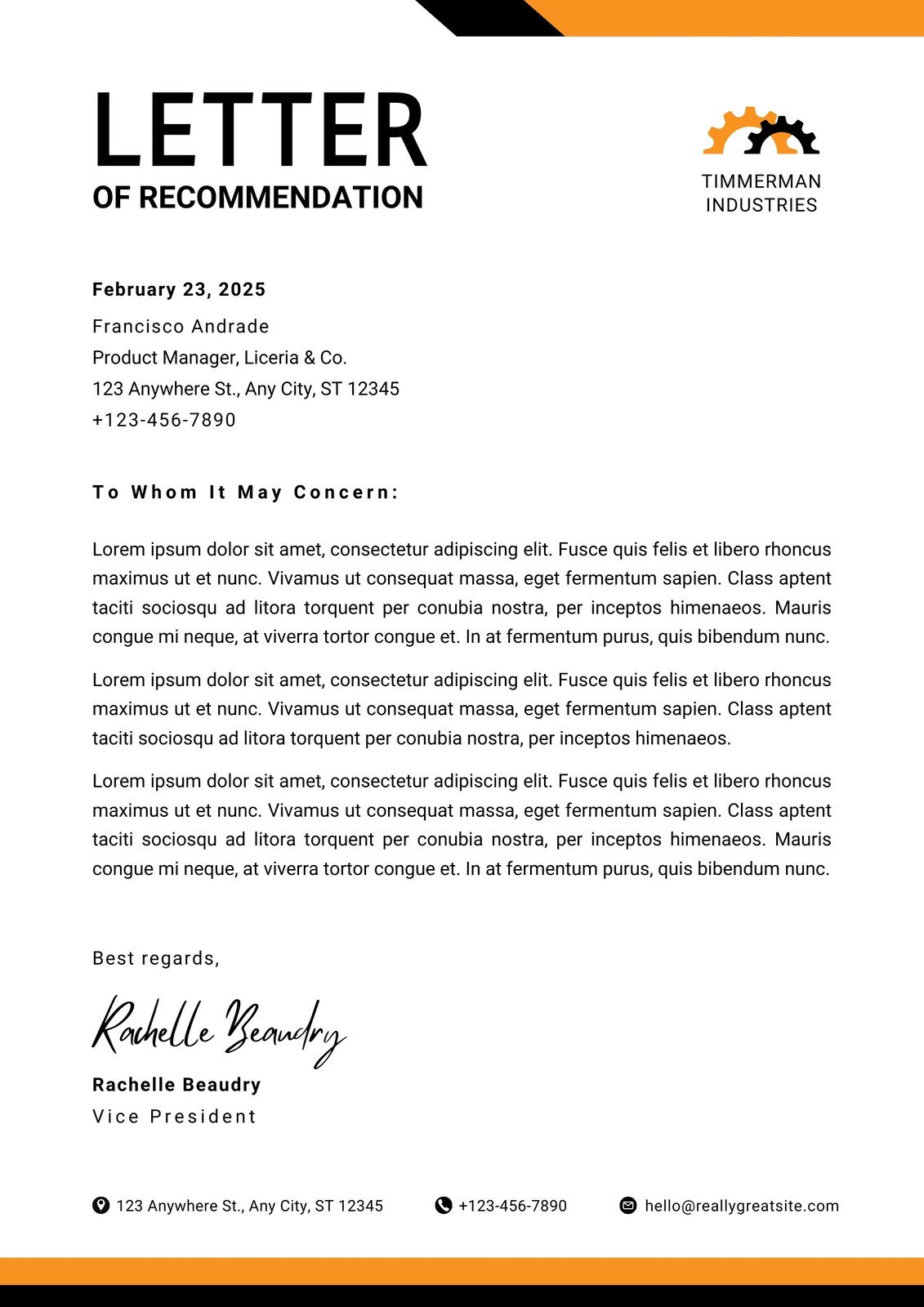 General Reference Letter Template