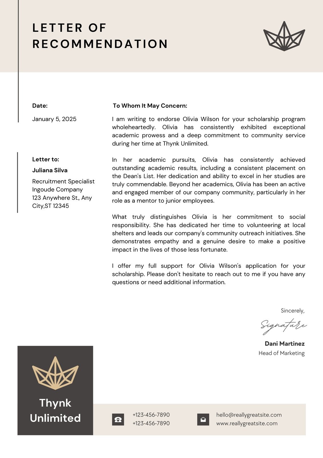 General Reference Letter Template