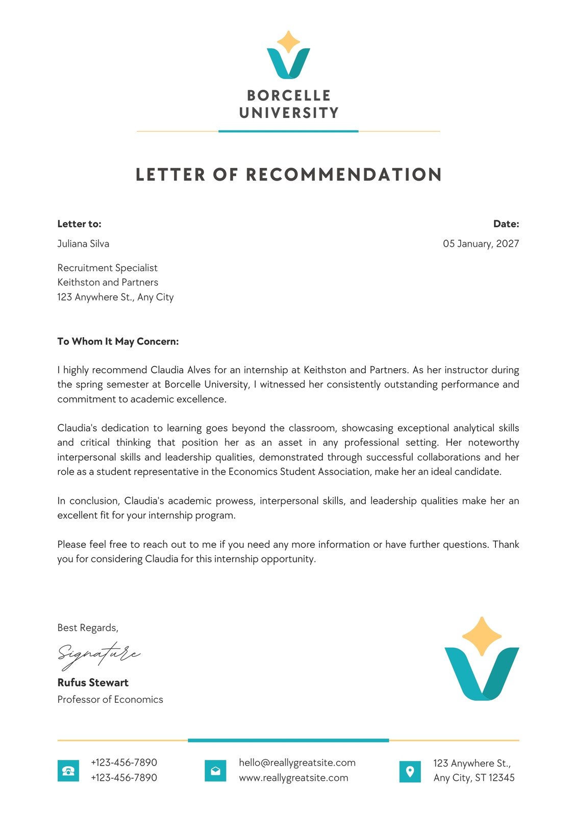 General Reference Letter Template