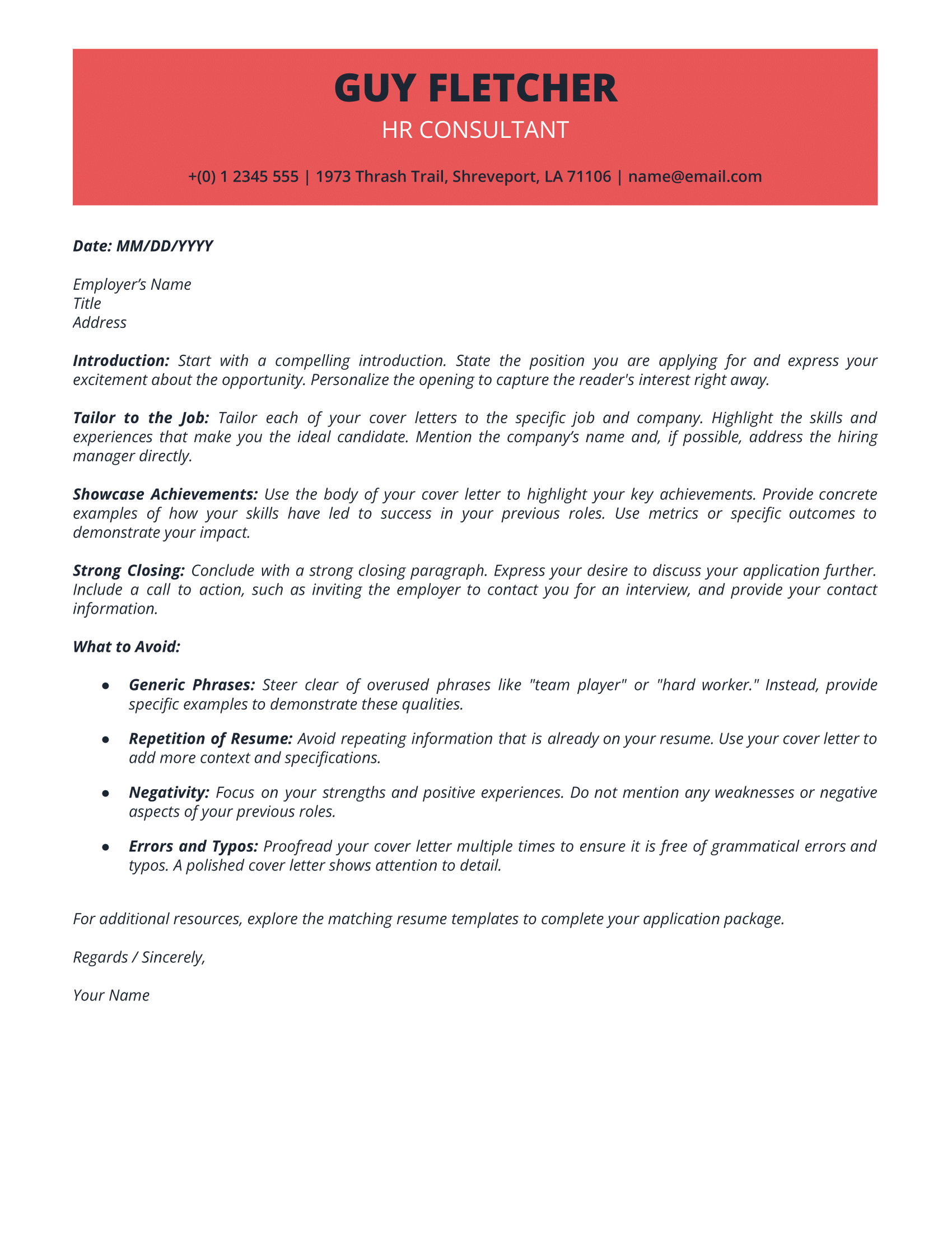 Generic Cover Letter Template