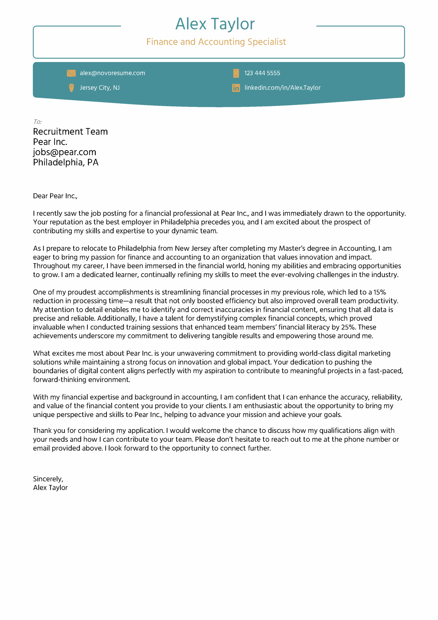 Generic Cover Letter Template
