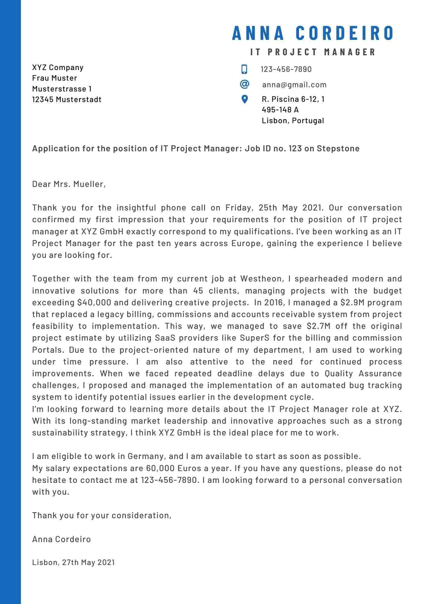 Generic Cover Letter Template