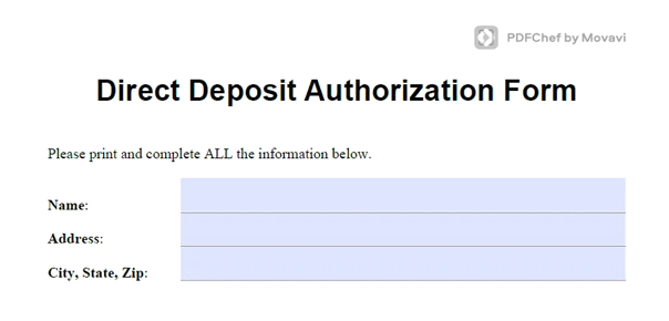 Generic Direct Deposit Form