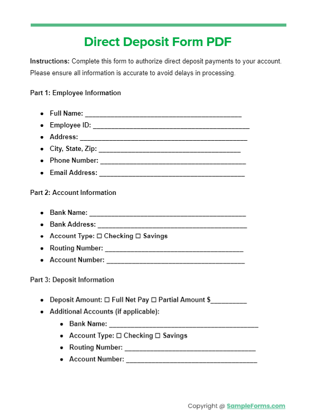 Generic Direct Deposit Form
