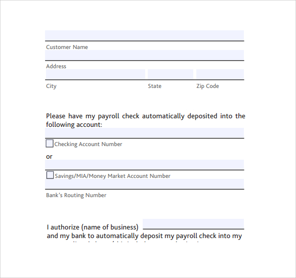 Generic Direct Deposit Form