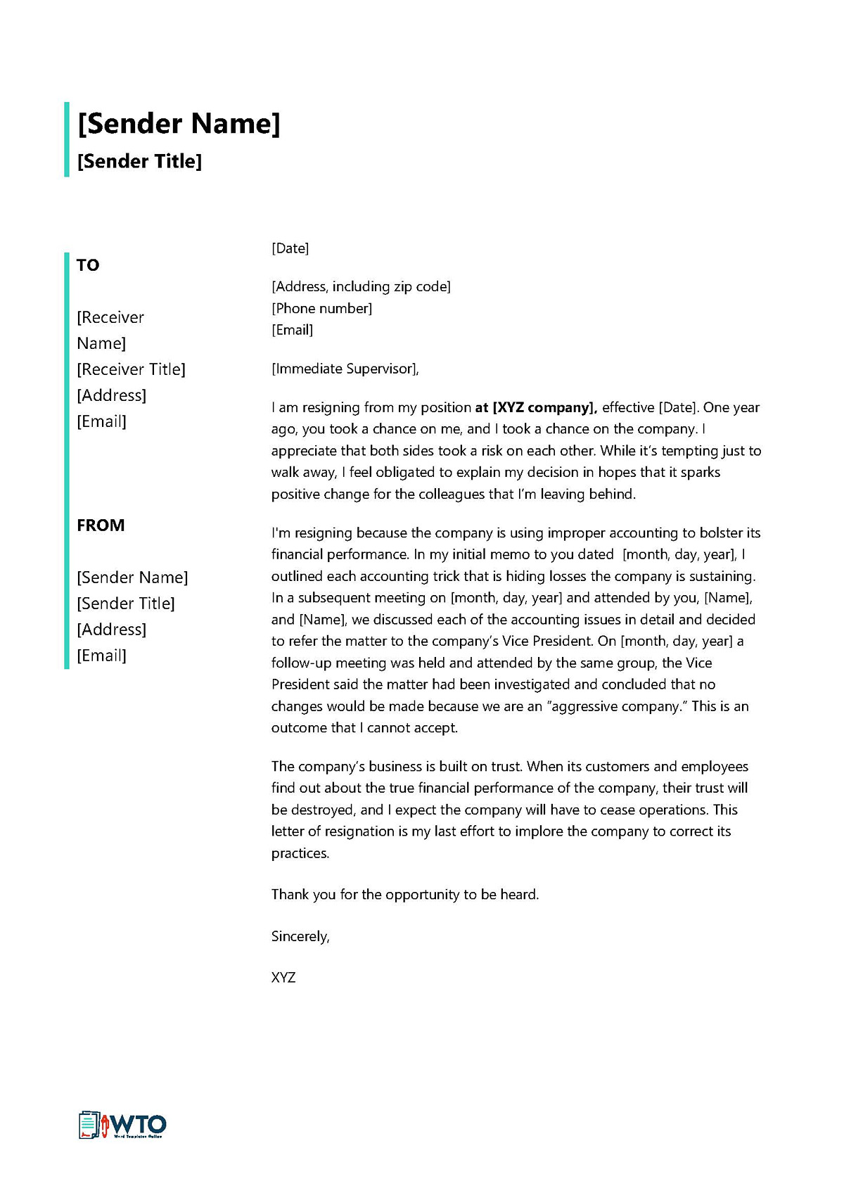 Law Enforcement Resignation Letter Template