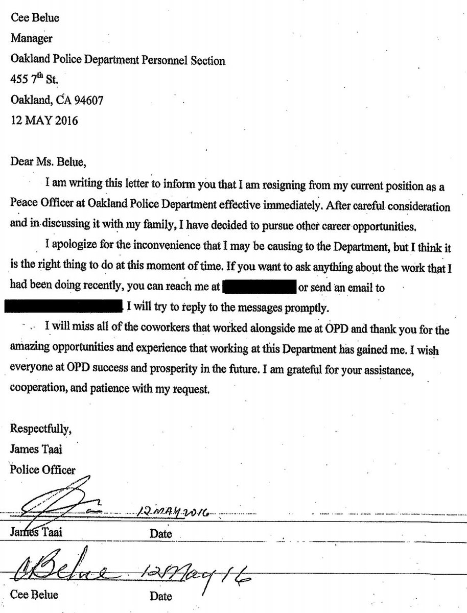Law Enforcement Resignation Letter Template