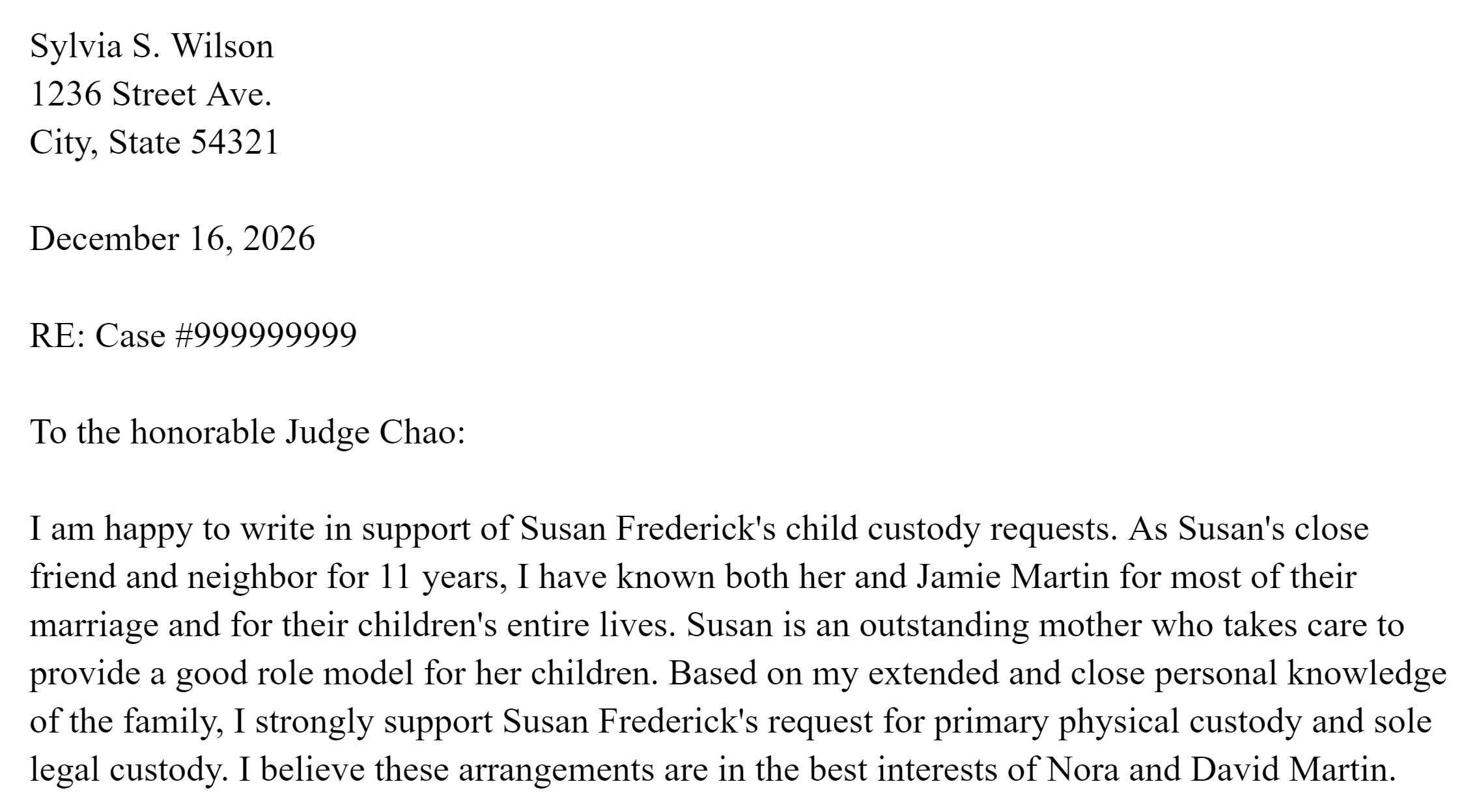 Neighbor Recommendation Letter Template