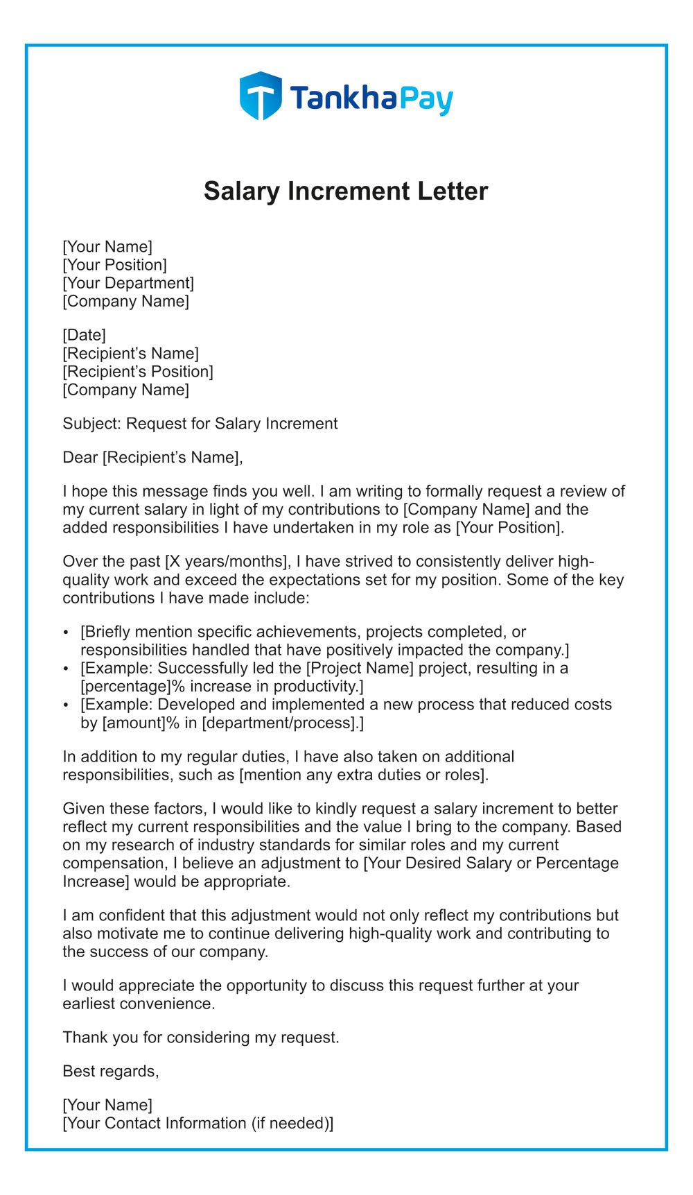 Recommendation Letter for Salary Increase Template