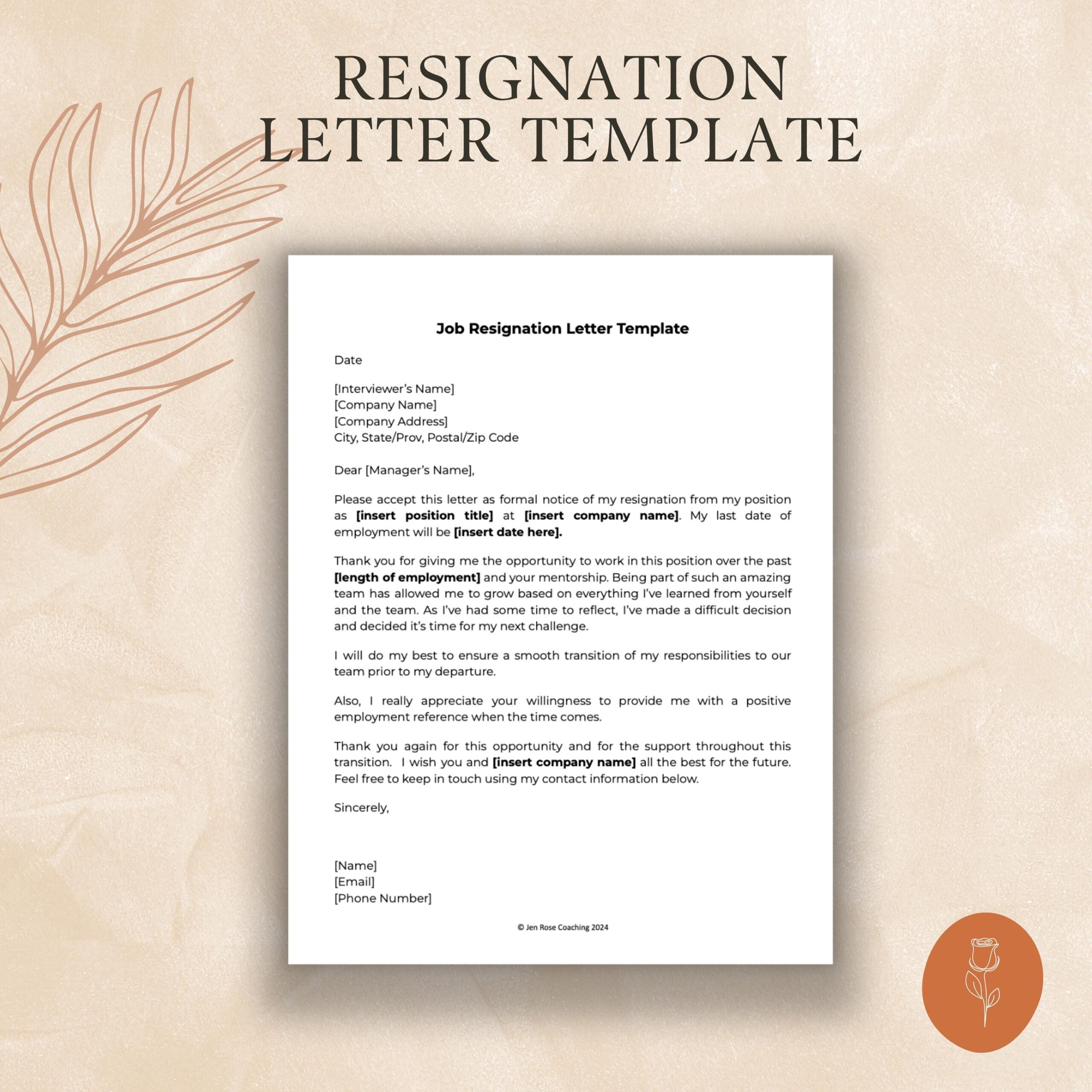 Resignation Letter Template Because of New Job