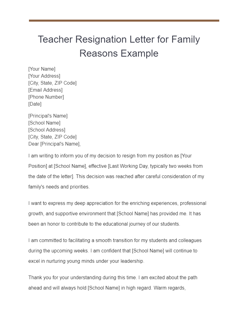 Resignation Letter Template Due to Relocation