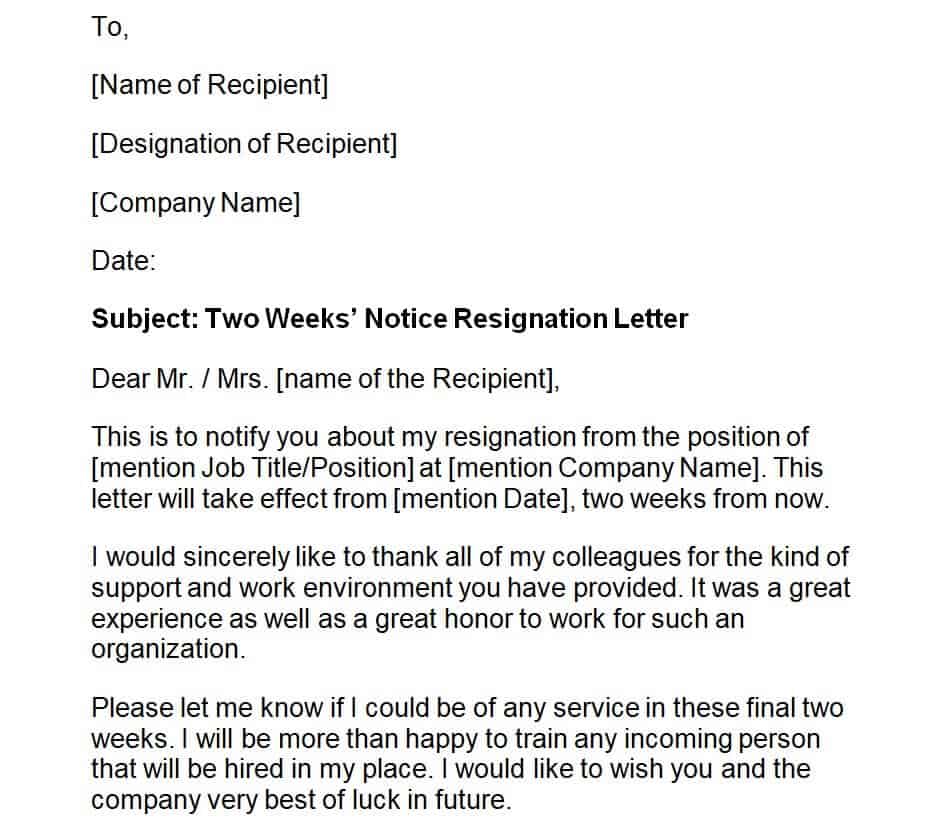 Resignation Letter Template Due to Relocation