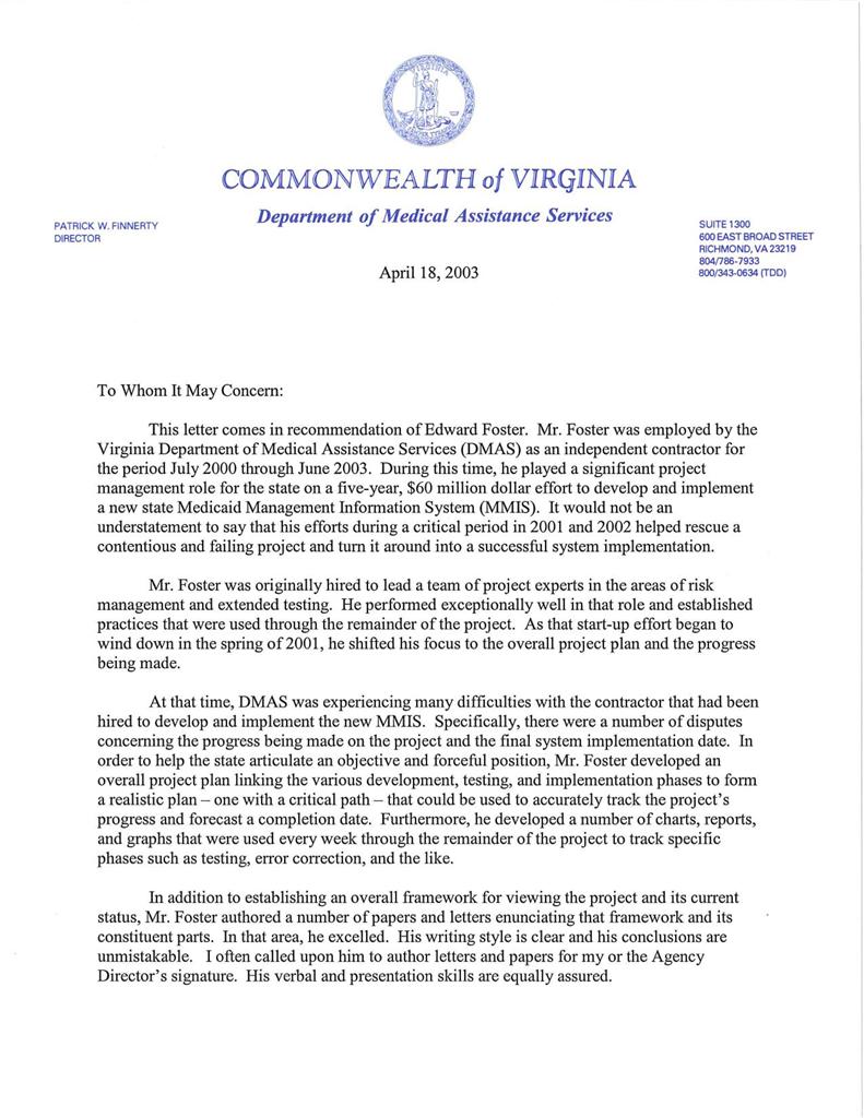 Supervisor Recommendation Letter Template